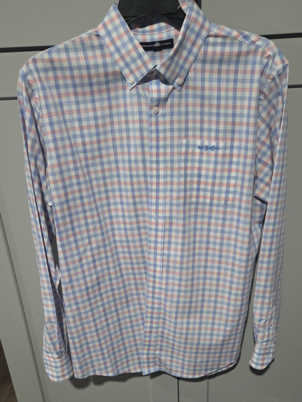 Boys' Button-Down Plaid Shirt in Blue & Pink